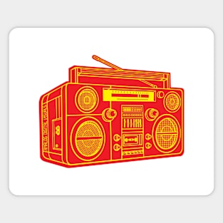 Boombox (Yellow Lines + Red Drop Shadow) Analog / Music Magnet